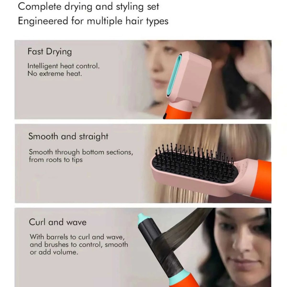 5-in-1 Hair Dryer & Styler with Curling Barrel Hot Air Brush
